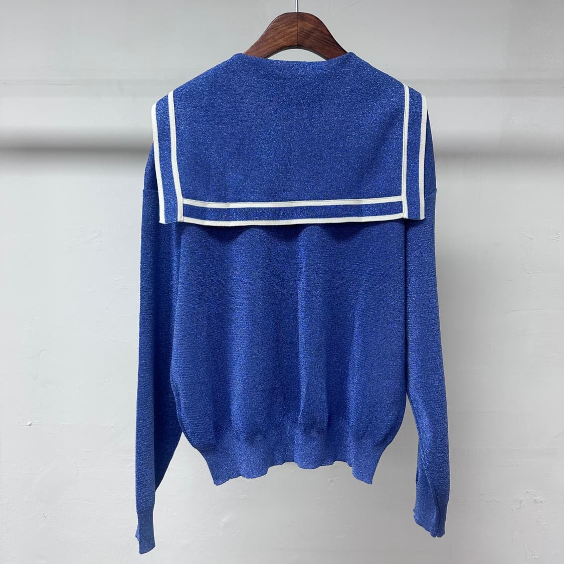 럭키슈에뜨 세일러카라 펄 니트 블루 (가슴단면52cm) J36 상품이미지6