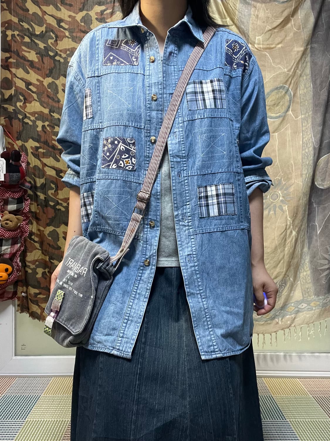 패치워크 데님셔츠 상품이미지4
