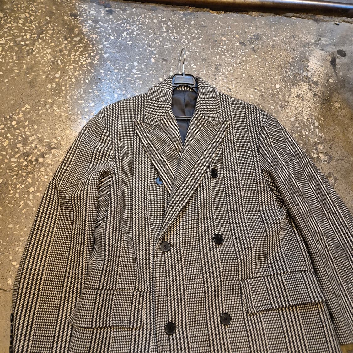 실사이즈-L(착샷잇음) 글렌체크 더블롱코트  상품이미지6