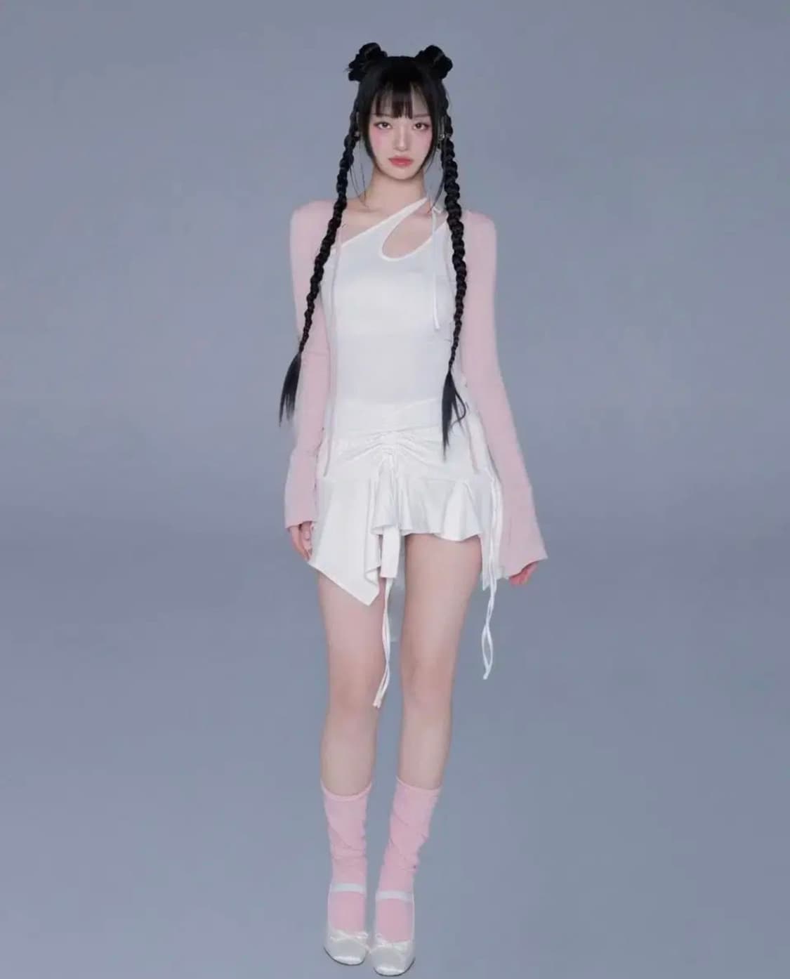 뉴얼린 스트링 셔링 언발 스커트 블랙 S 상품이미지6