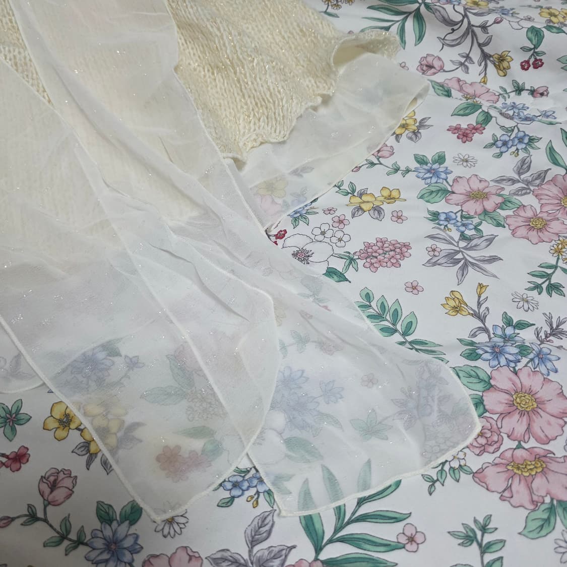 리즈리사 일본빈티지)히메갸루st 양산형 아이보리판쵸홀터넥 니트 슬리브리스 상품이미지5