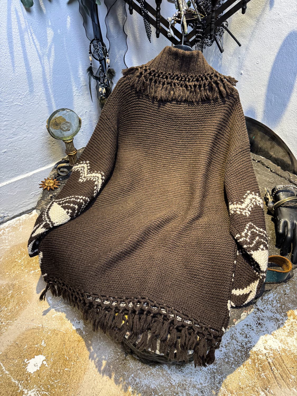 Ethnic Ankh Wool Poncho Knit 상품이미지10