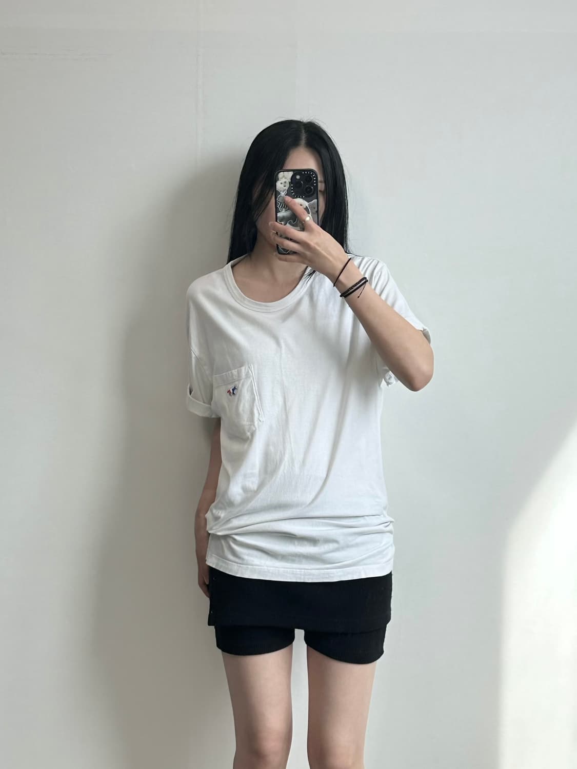 메종키츠네 폭스패치 포켓 화이트 반팔 티셔츠 상품이미지1
