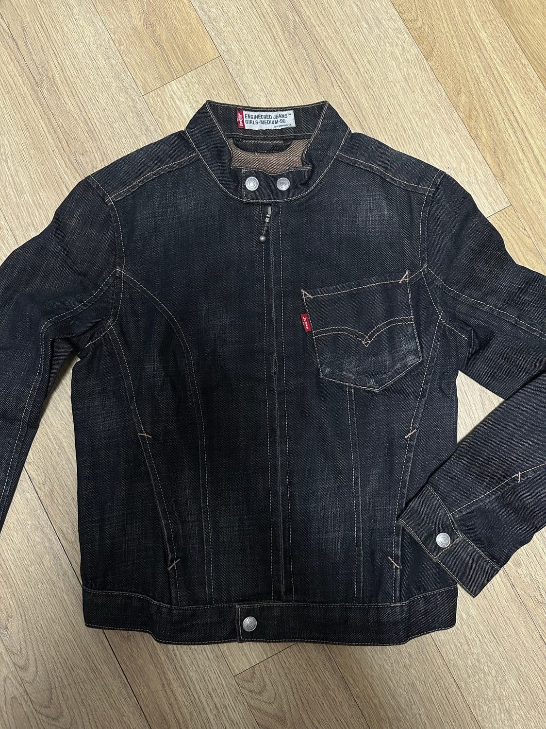 리바이스 00s 걸스핏 흑청 크롭 라이더 자켓 55 상품이미지1