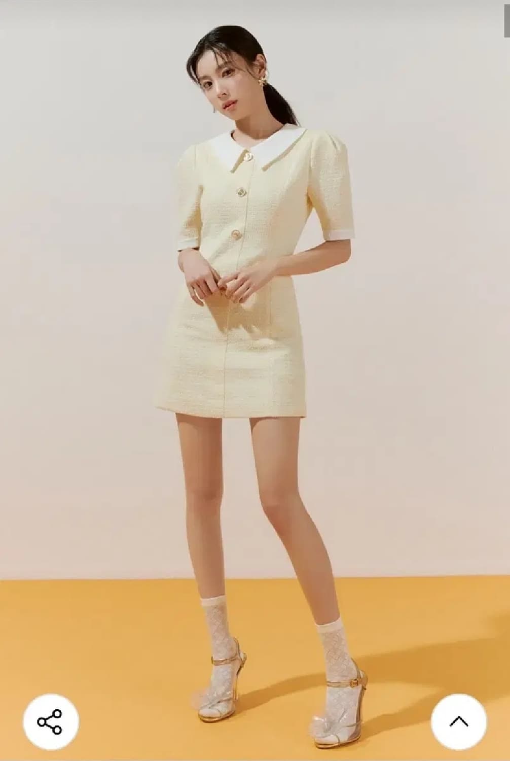 로엠 트위드 배색 카라 원피스 옐로우 M 상품이미지4