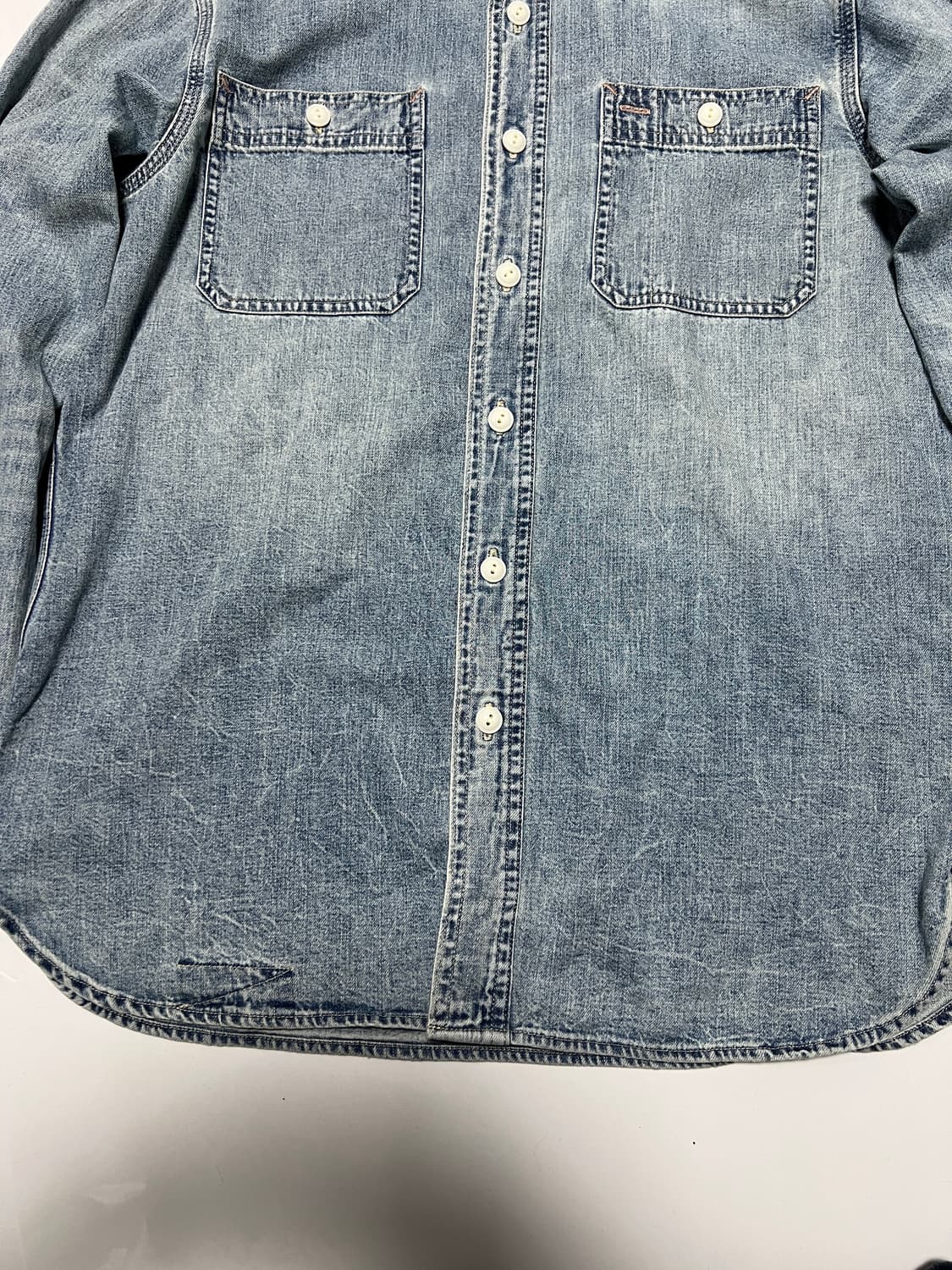 택포15) RRL 더블알엘 인디고 데님 워크셔츠 M 상품이미지4