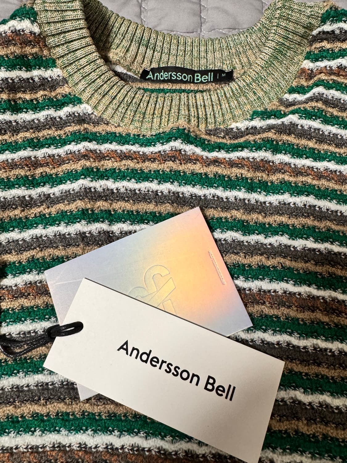 앤더슨벨 에스닉 스트라이프 숏 슬리브 니트 M 상품이미지3