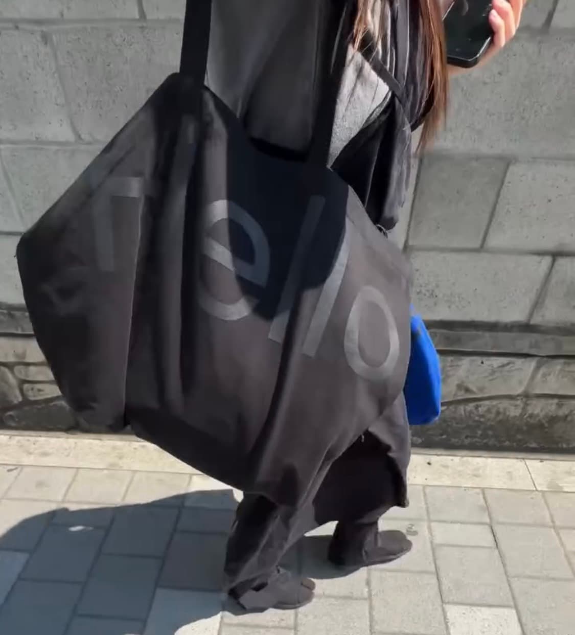 hello dude 헬로듀드 빅 토트백 블랙 체크 에코백 여름 상품이미지4