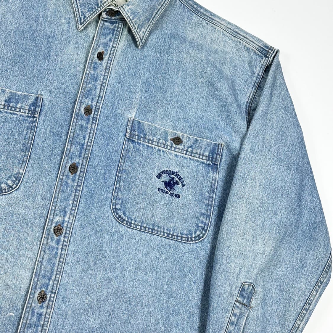 버버리힐즈 폴로클럽 빈티지 워시드 데님 셔츠 (L) 상품이미지3