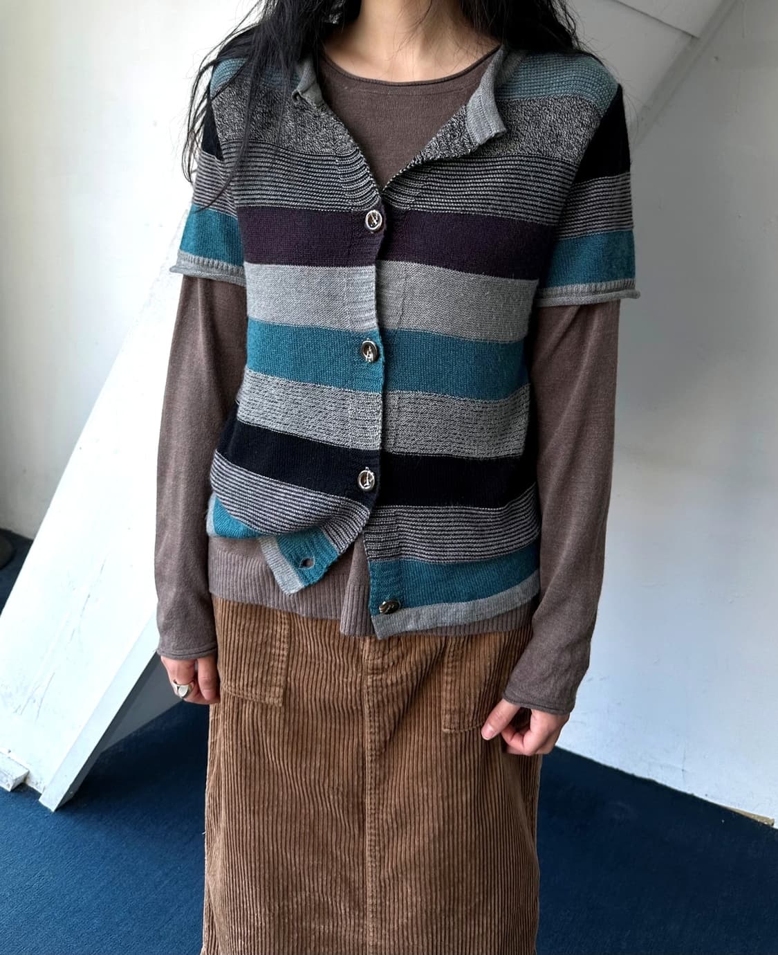 High gauge roll design stretched knit to 상품이미지8