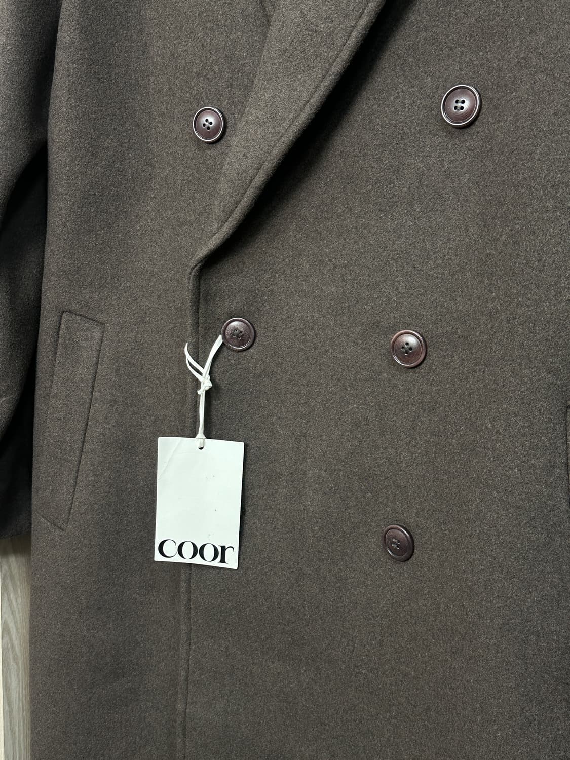 새상품) 쿠어 MTR 울캐시미어 오버핏 더블코트 멜란지브라운m/105 c 상품이미지6