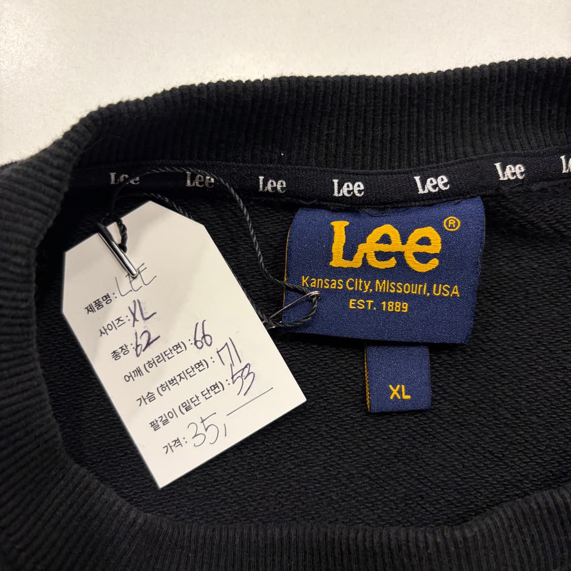 [XL] Lee 리 컬러 로고 맨투맨 블랙 B357 상품이미지4