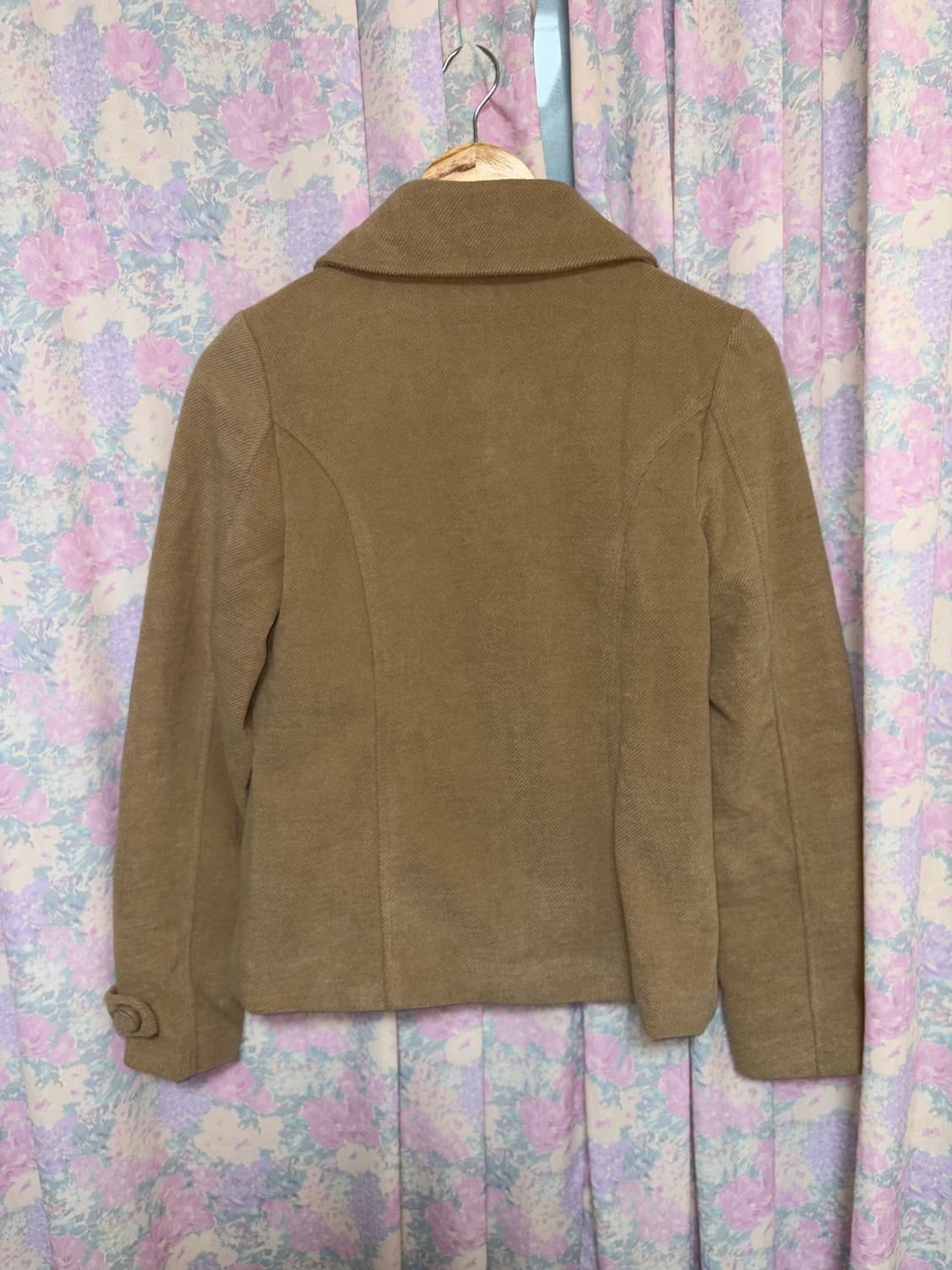 베이지 둥근카라 숏 코트  상품이미지8