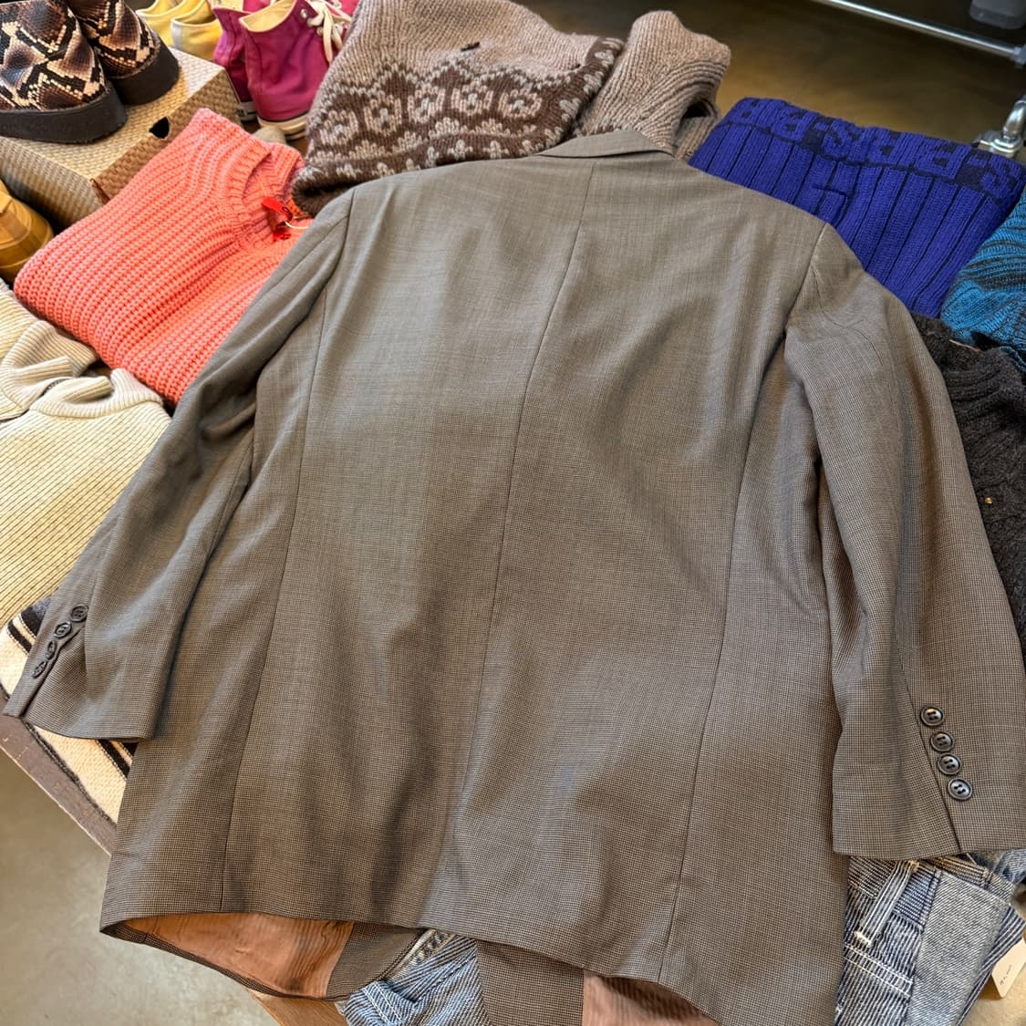 캘린 클라인 퓨어 뉴울 원단 스트라이프 원단 블레이저 자켓 L 상품이미지6