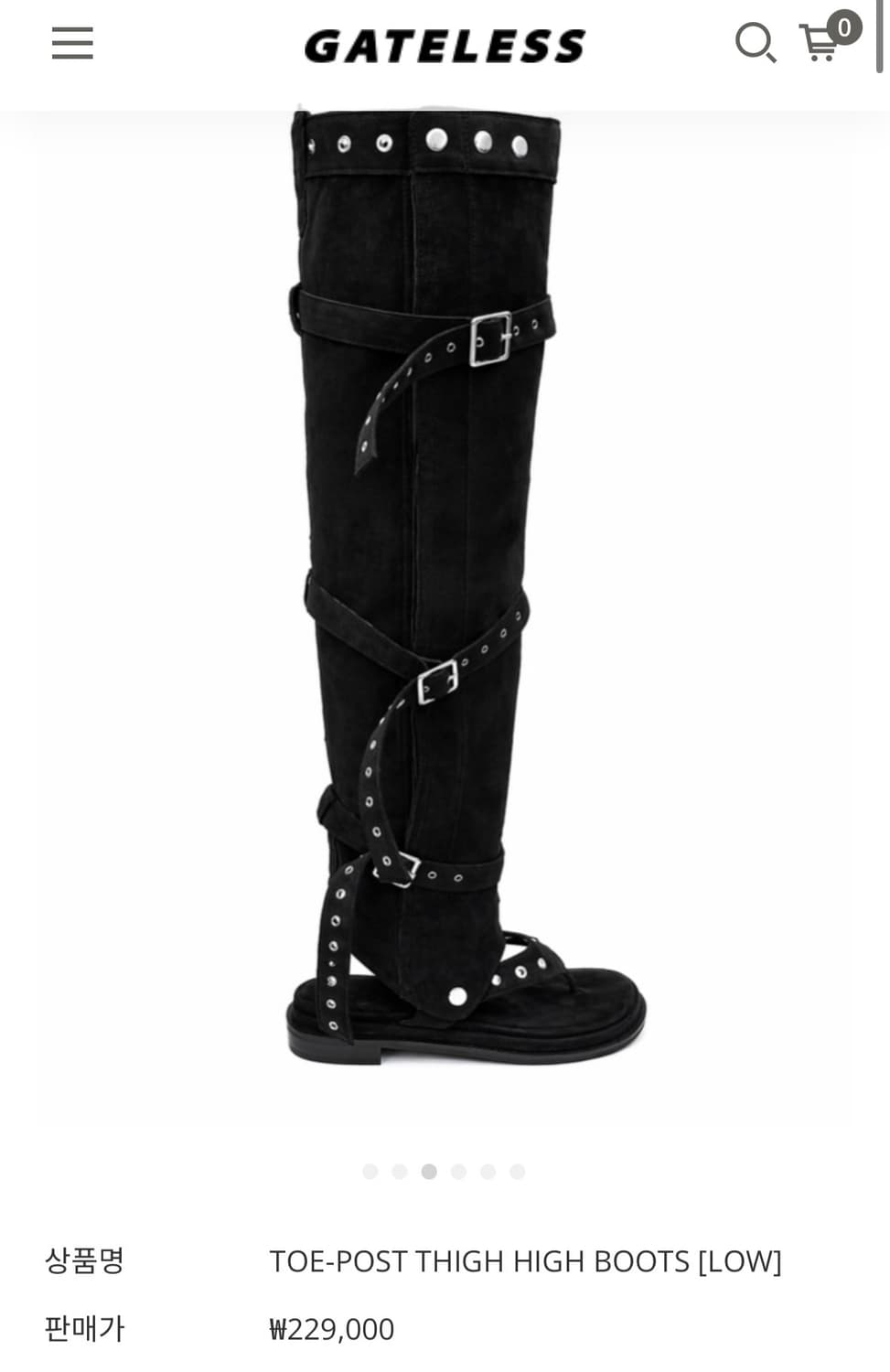 게이트리스 TOE POST THIGH HIGH BOOTS [LOW] 상품이미지1