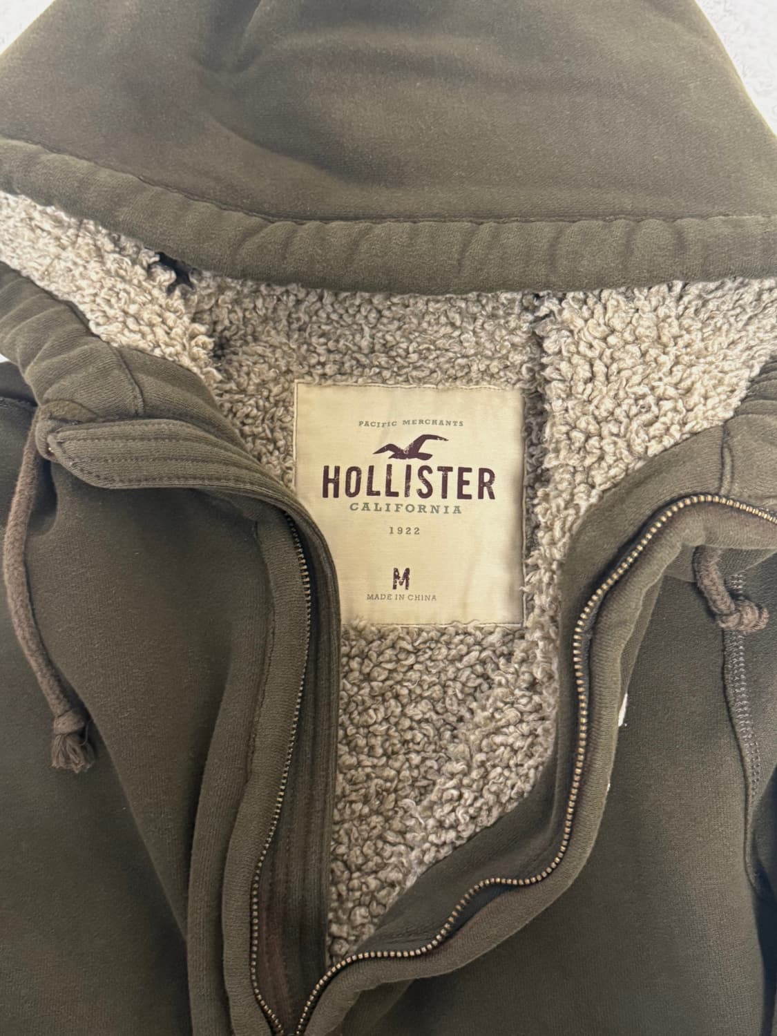 홀리스터 빈티지 카키 보아털 후드집업 상품이미지4