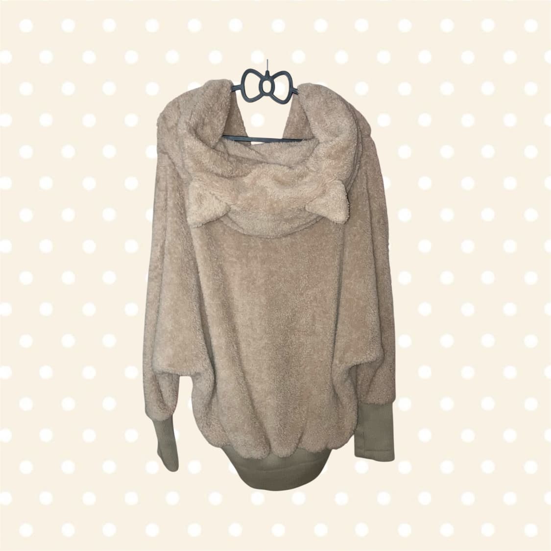 datura 갸루 네코미미 후리스 베이지 집업 핀터 깔 일브 상품이미지4