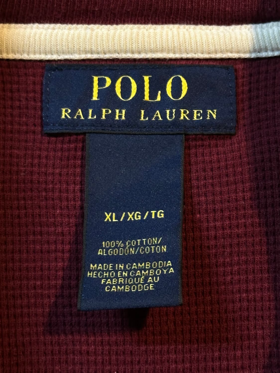 폴로 랄프로렌 POLO 신형 와플 니트 롱슬리브 긴팔 버건디 상품이미지5