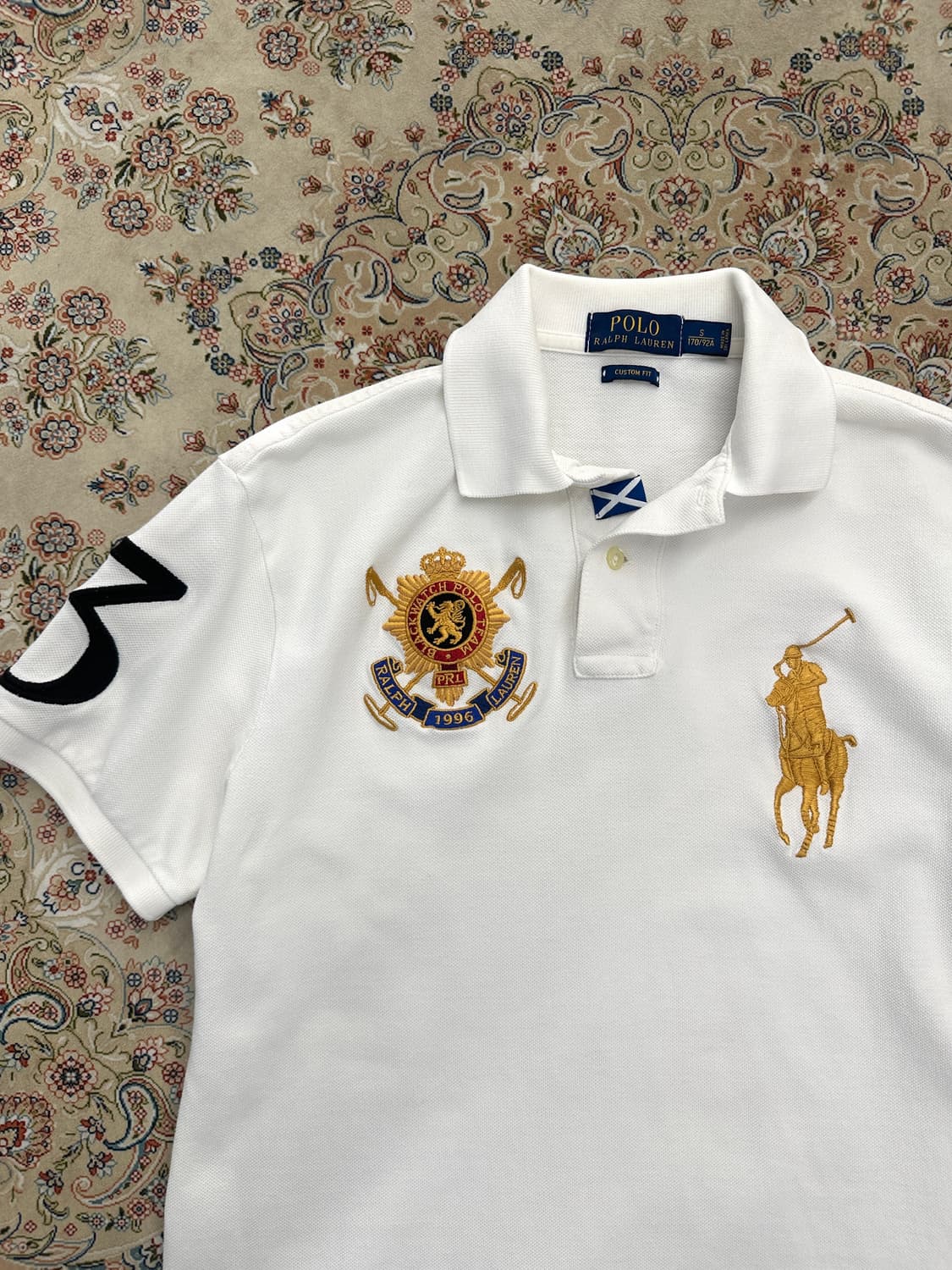 폴로 랄프로렌 블랙와치 화이트/골드 빅포니 카라티  상품이미지4