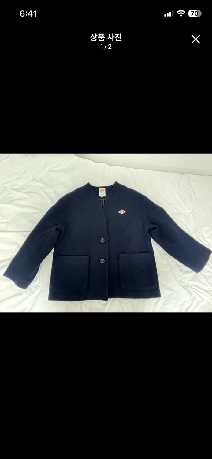 DANTON 단톤 노카라 울자켓 네이비 36 상품이미지1