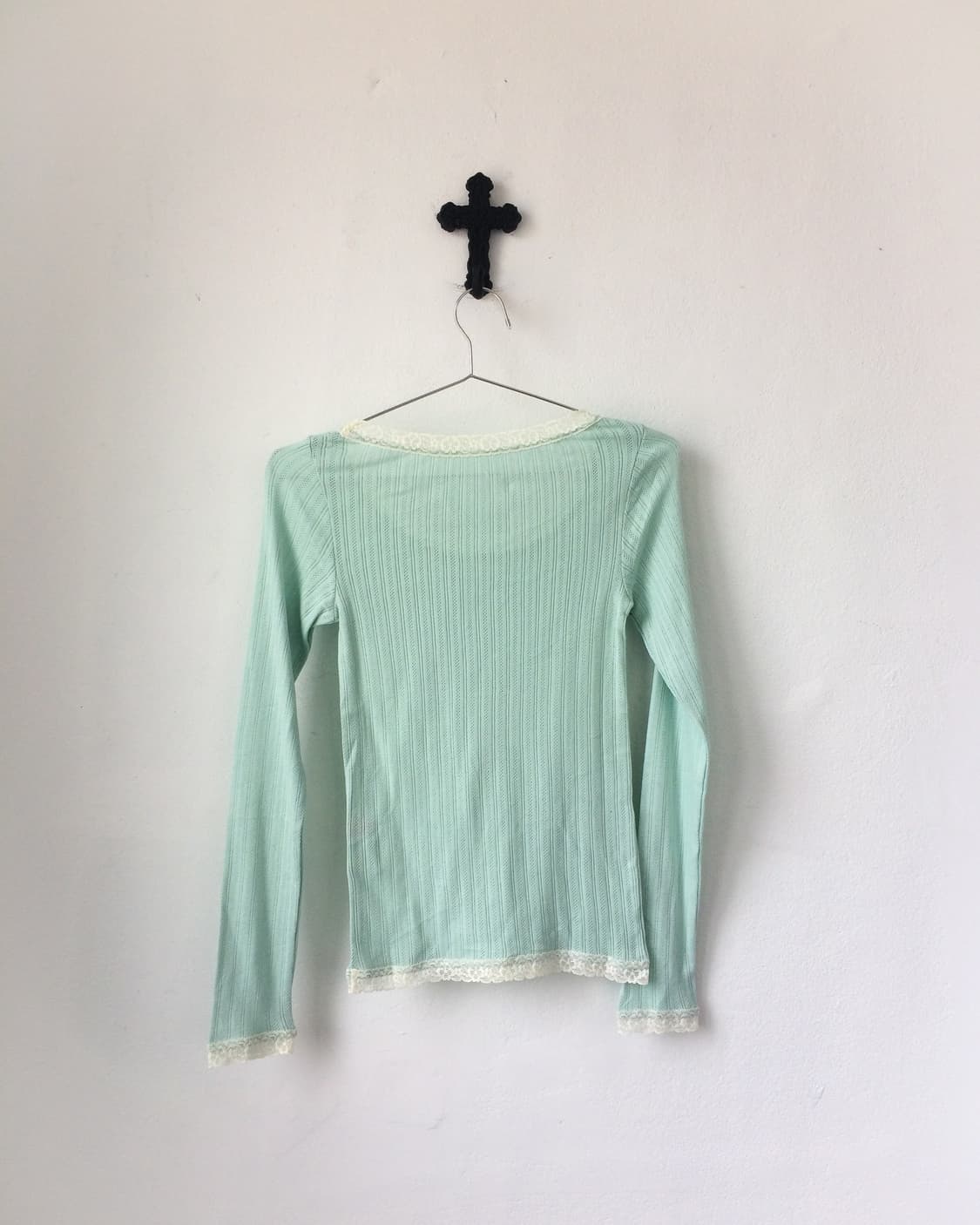 Lace trimming ribbed sleeve 상품이미지3
