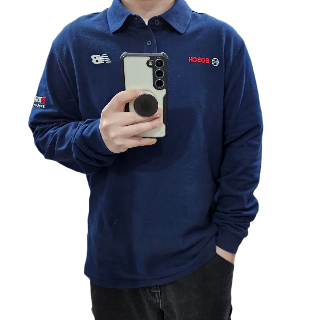 100 뉴발란스 X 보쉬 긴팔 카라티 네이비 상품이미지1