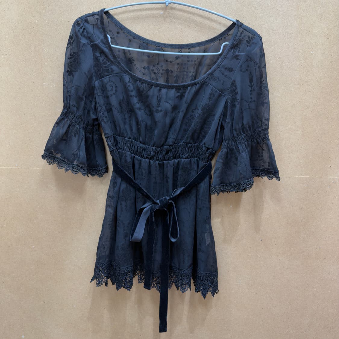 일본빈티지 크레아레 시스루 레이스 블라우스 상품이미지1