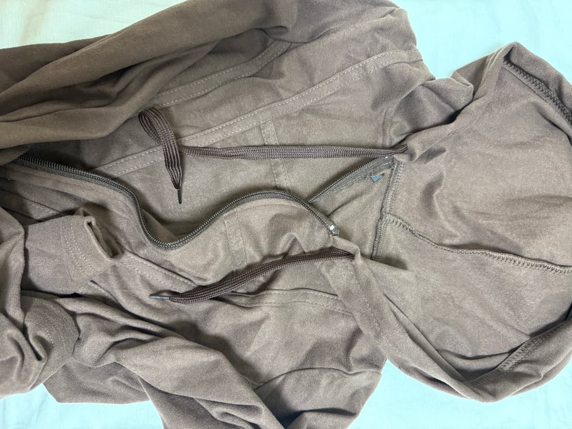 슬림핏 크롭 브라운 후드집업 상품이미지2