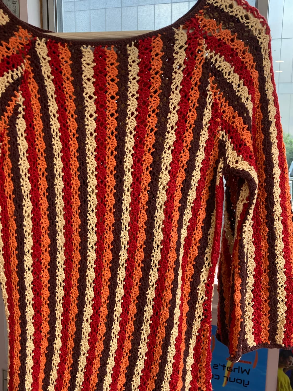 브라운 배색 스트라이프 뜨개 니트 상품이미지3