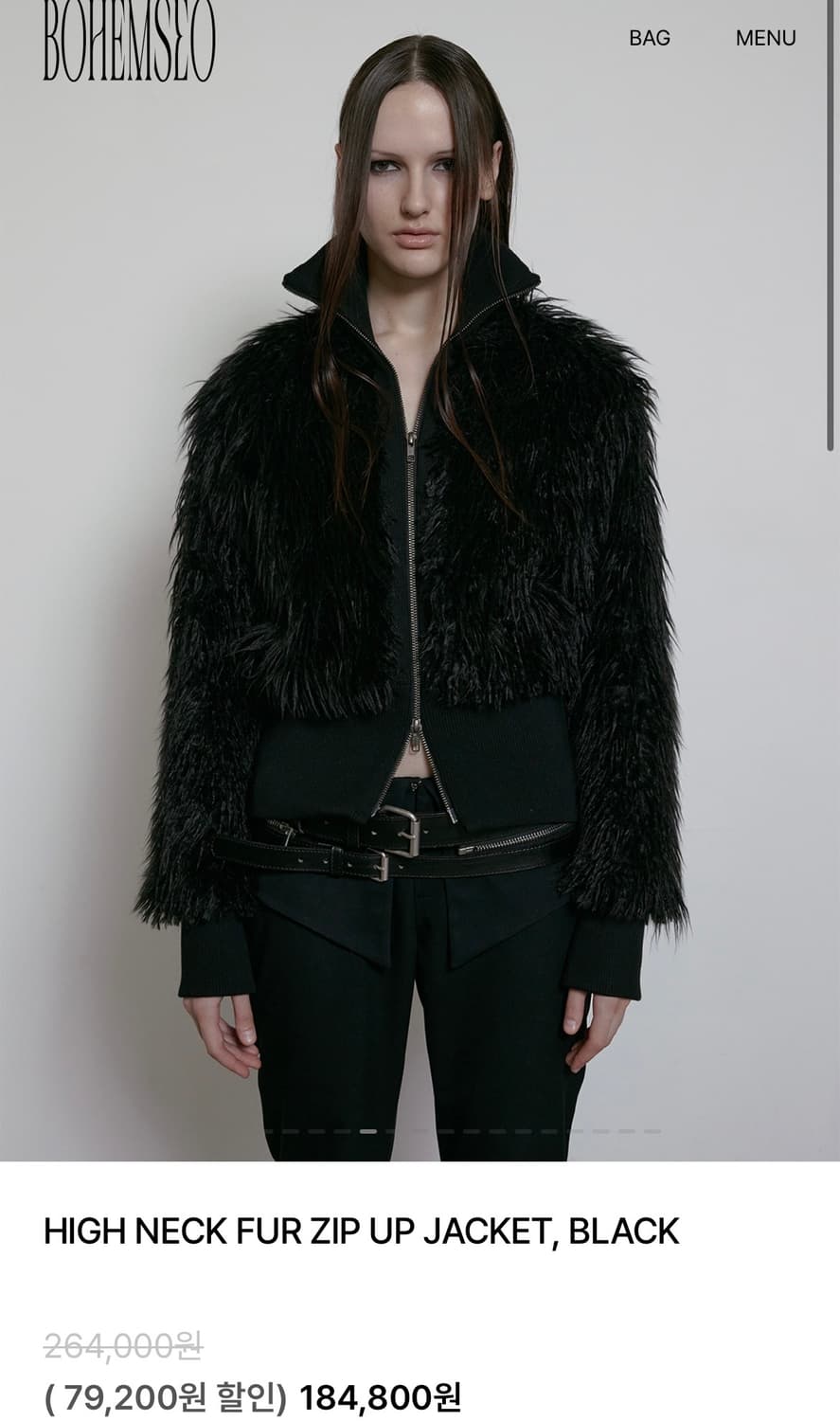 보헴서 HIGH NECK FUR ZIP UP JACKET 상품이미지1