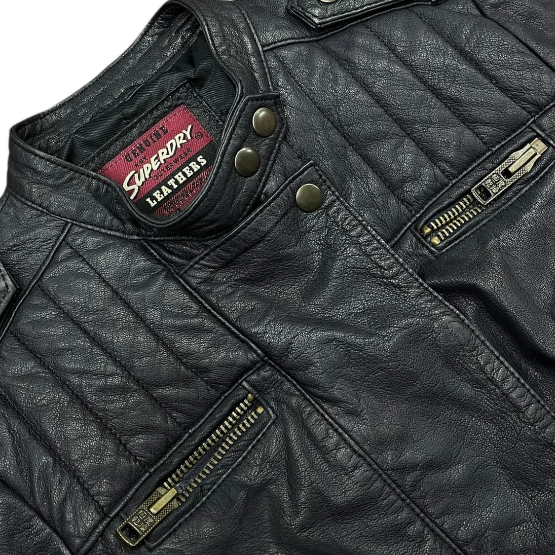 슈퍼드라이 바이커 레더 자켓 상품이미지5