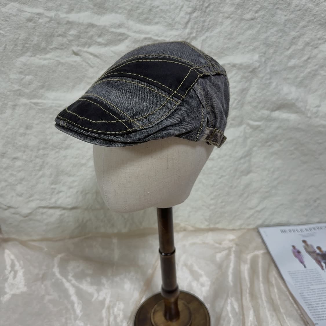빈티지 워싱 데님 앞모자 헌팅캡 상품이미지2