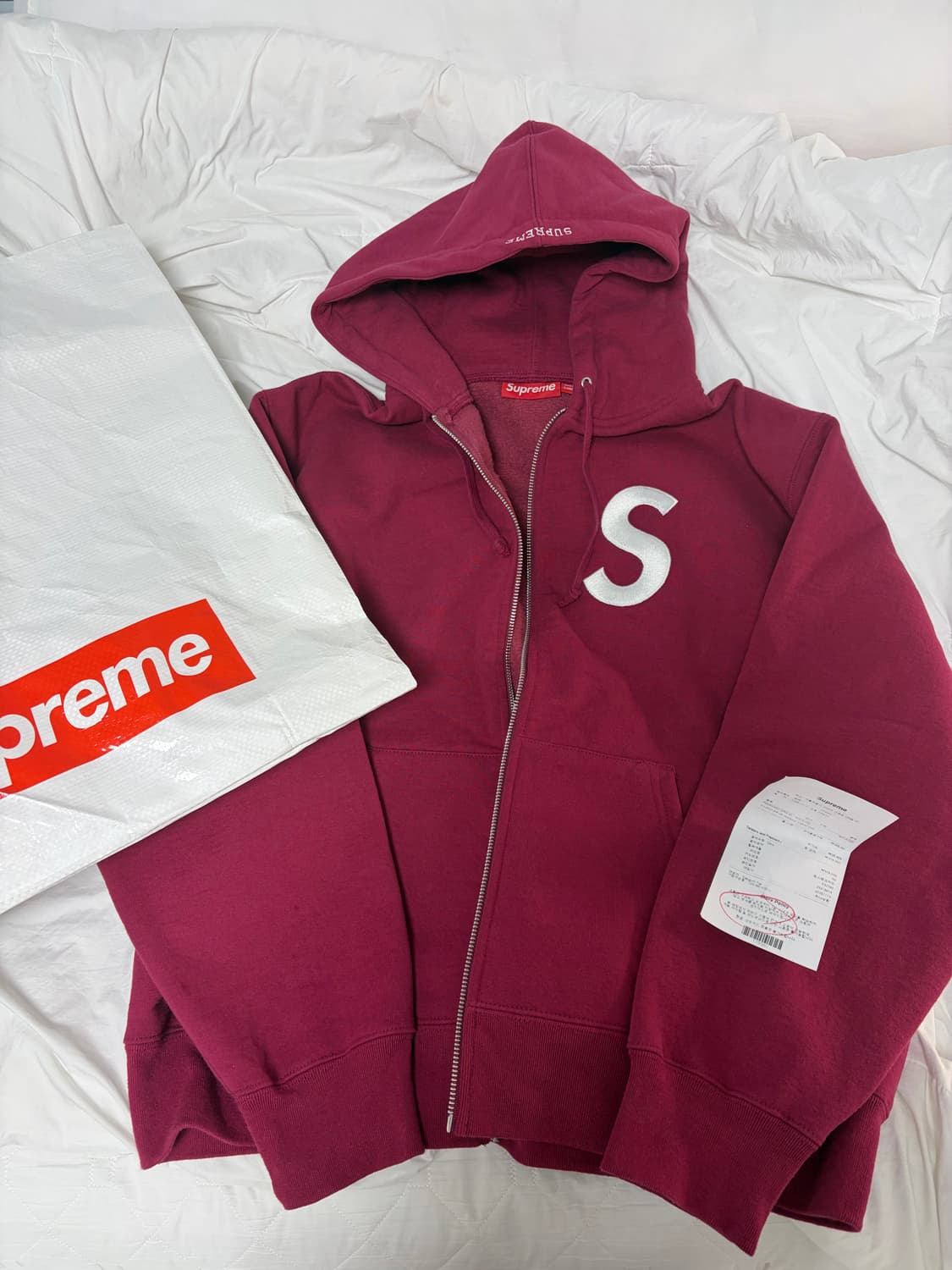 supreme 슈프림 S 로고 집업 후드 스웨트셔츠 라즈베리 - 25FW 상품이미지1