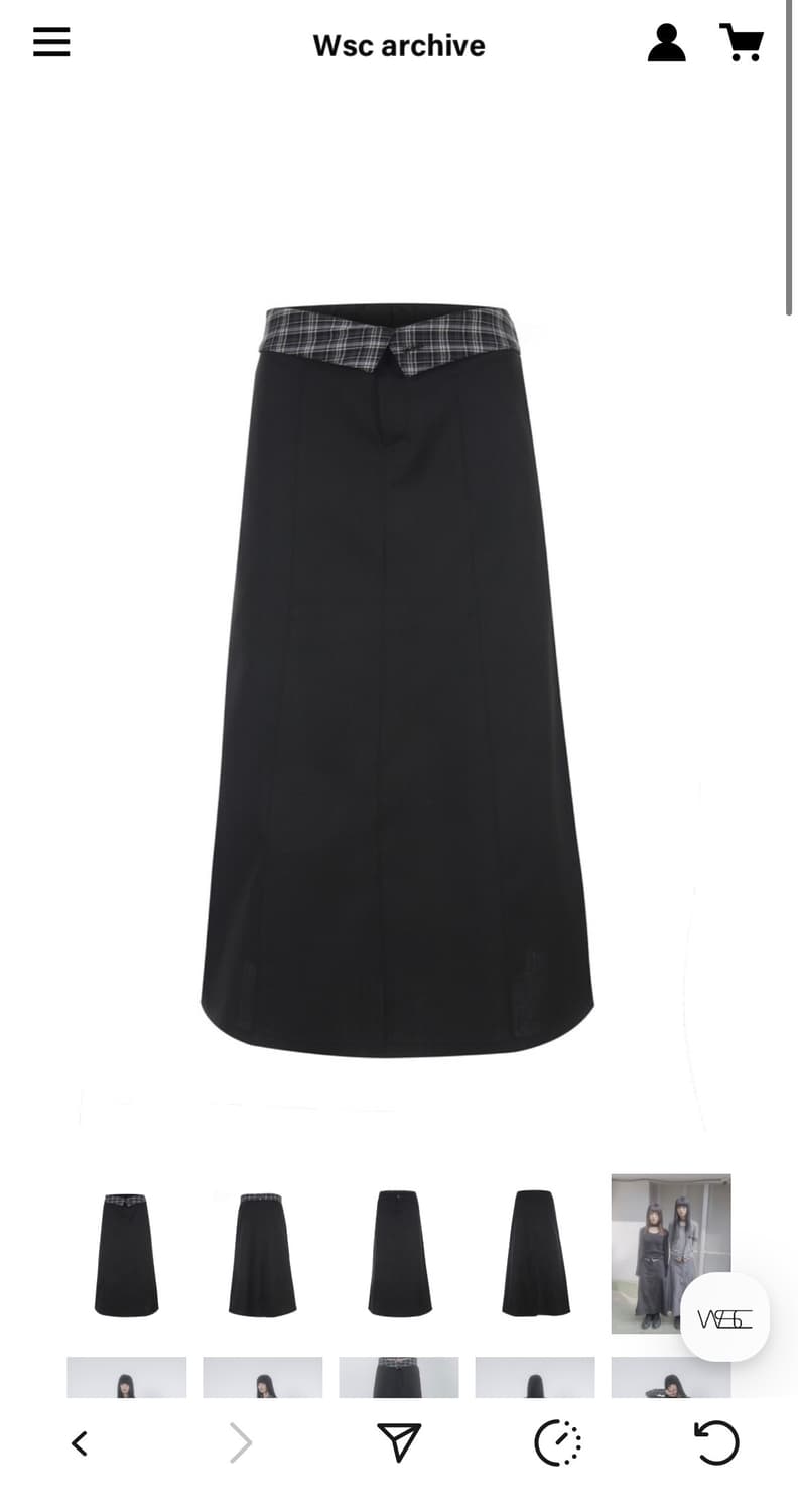 Wsc archive Folded check maxi skirt 001 상품이미지1