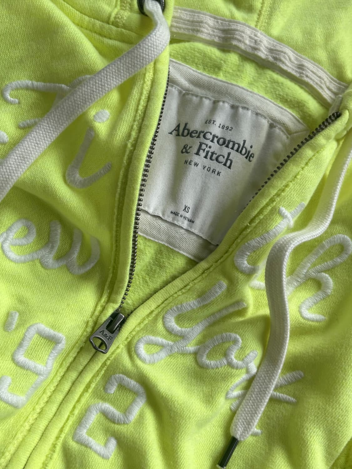 빈티지 아베크롬비 라임 그린 딱붙 후드집업 상품이미지2