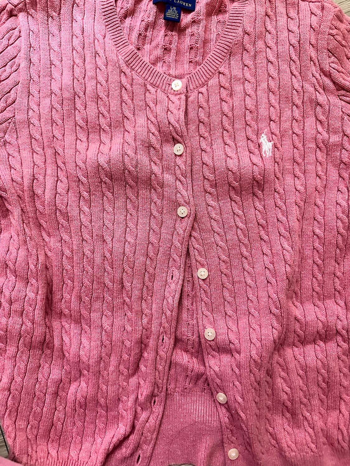 폴로 케이블 가디건 핑크 상품이미지1