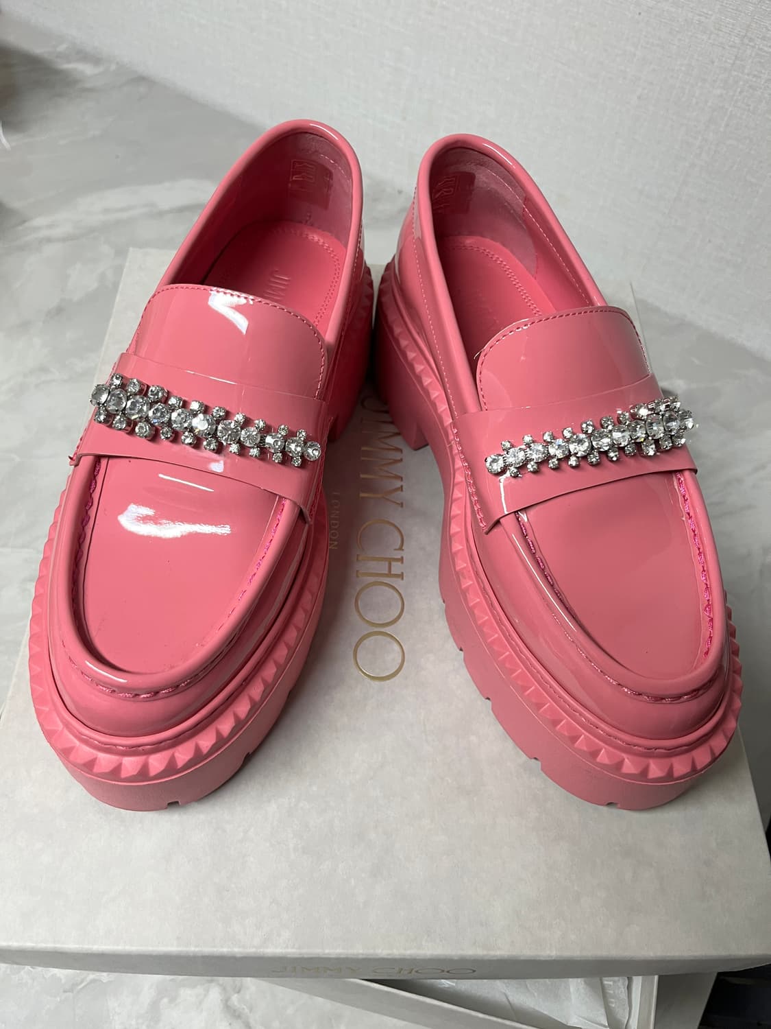 지미추 핑크 큐빅 로퍼 37 상품이미지1