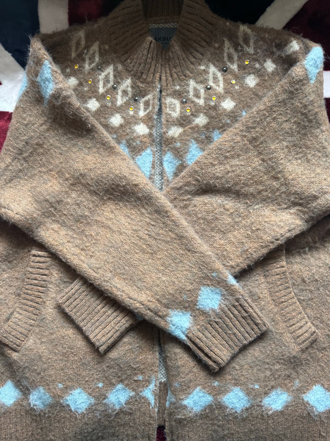 가키하라 브라운 니트집업 상품이미지1