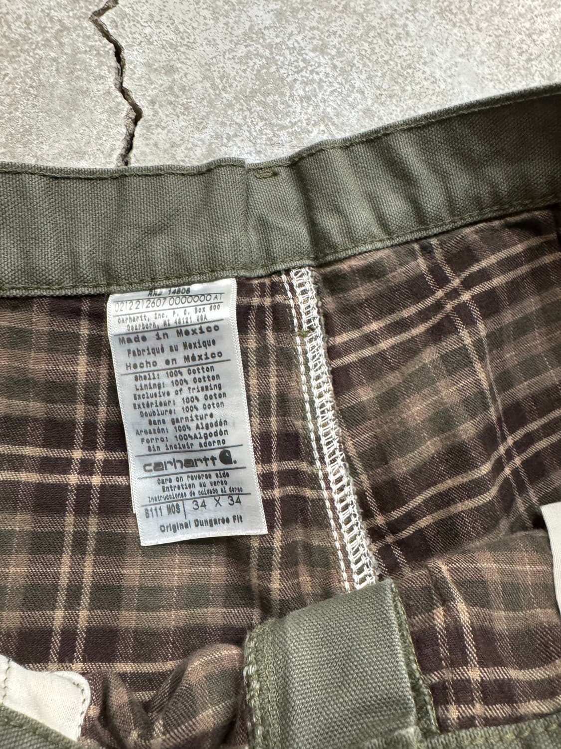 칼하트 B111 플란넬 라이닝 싱글니 워크팬츠(기장수선) 상품이미지6