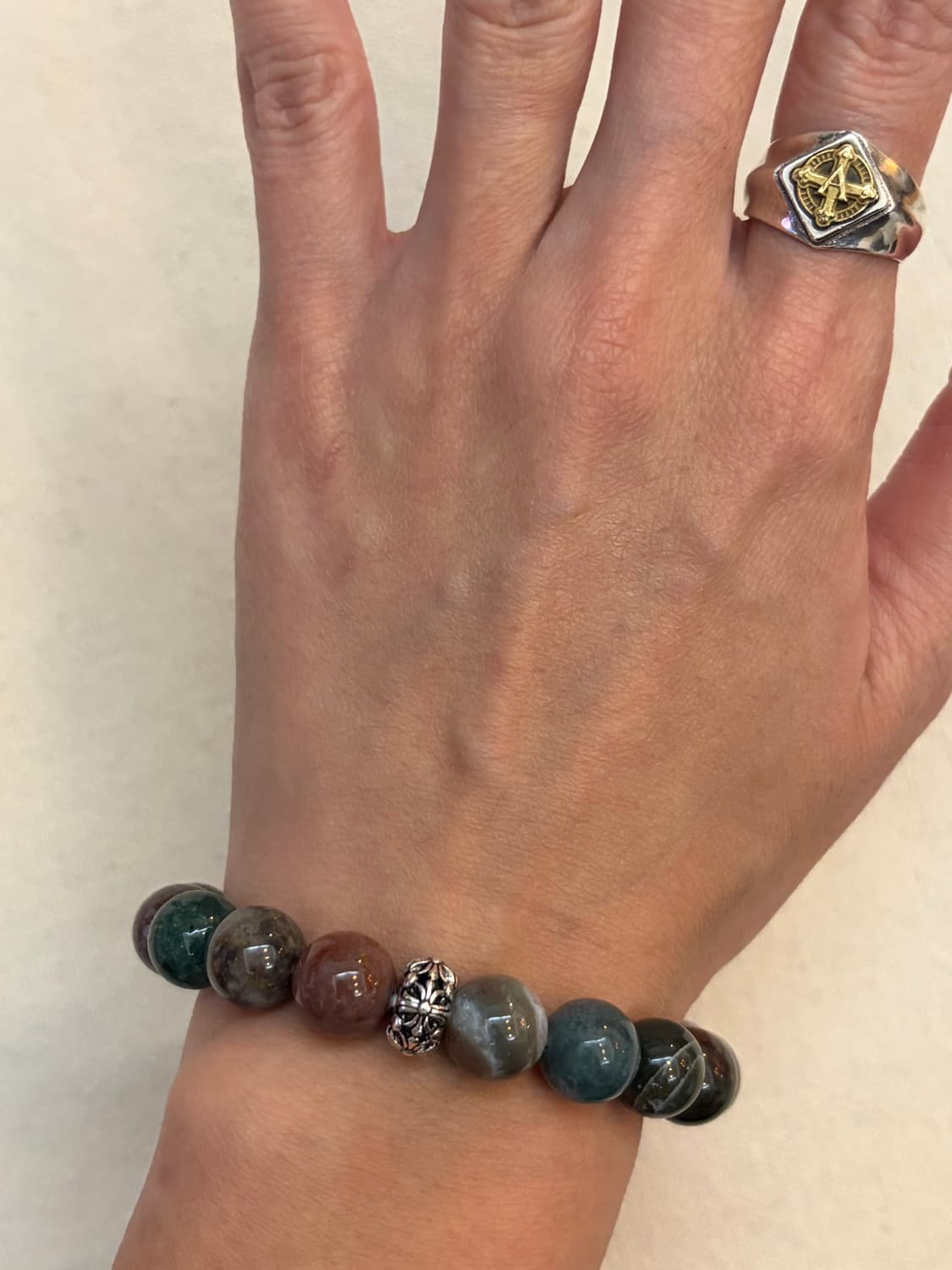 🪶 Earth Balance – 인디언 마노 내추럴 스톤 팔찌 상품이미지1