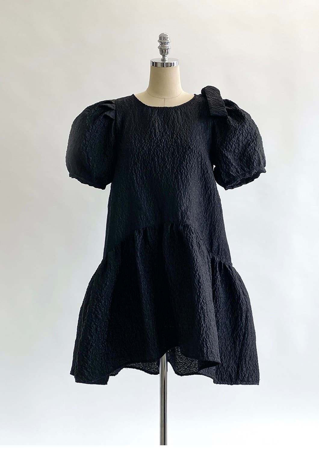 방떼 원피스 - vente jacquard gather puff slee 상품이미지2