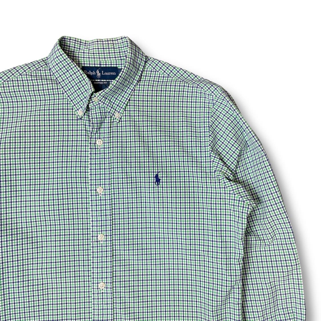폴로 랄프로렌 그린네이비 체크 커스텀핏 긴팔 셔츠 L 상품이미지3