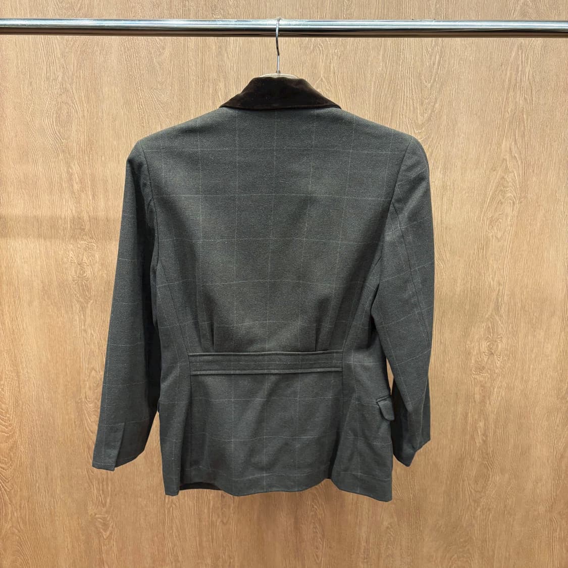 폴로 랄프로렌 체크 테일러드 자켓 싱글 버튼 벨벳 배색 디테일 브라운 상품이미지3