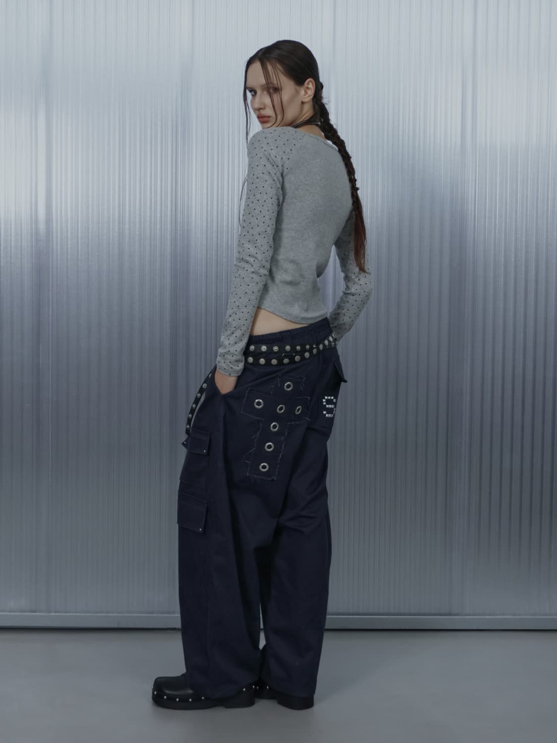 셋업이엑스이 CROSS MULTI CARGO PANTS NAVY 상품이미지2