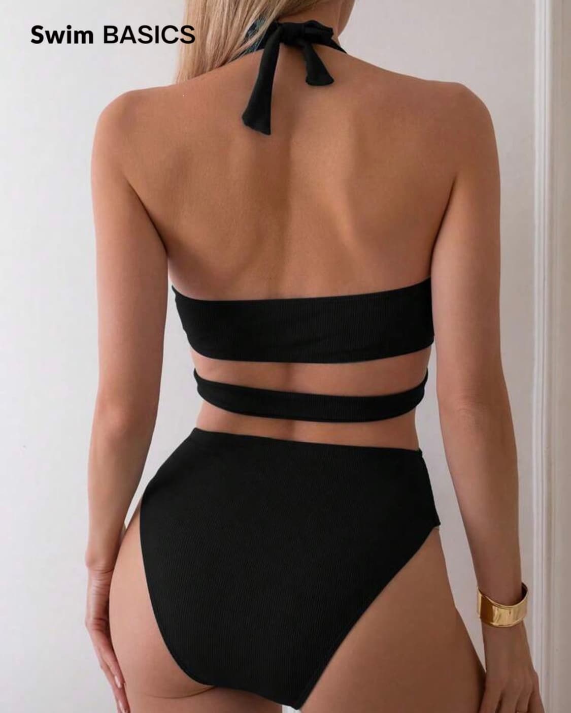 블랙 홀터넥 모노키니 S 새상품 상품이미지2