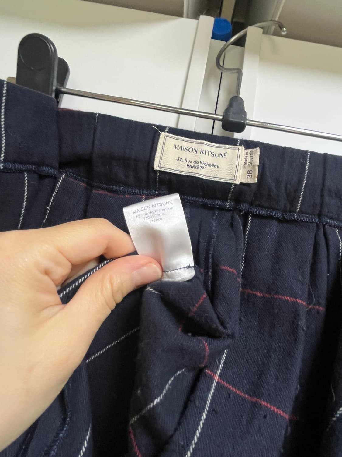 메종키츠네 네이비 체크 랩 스커트 36 상품이미지3