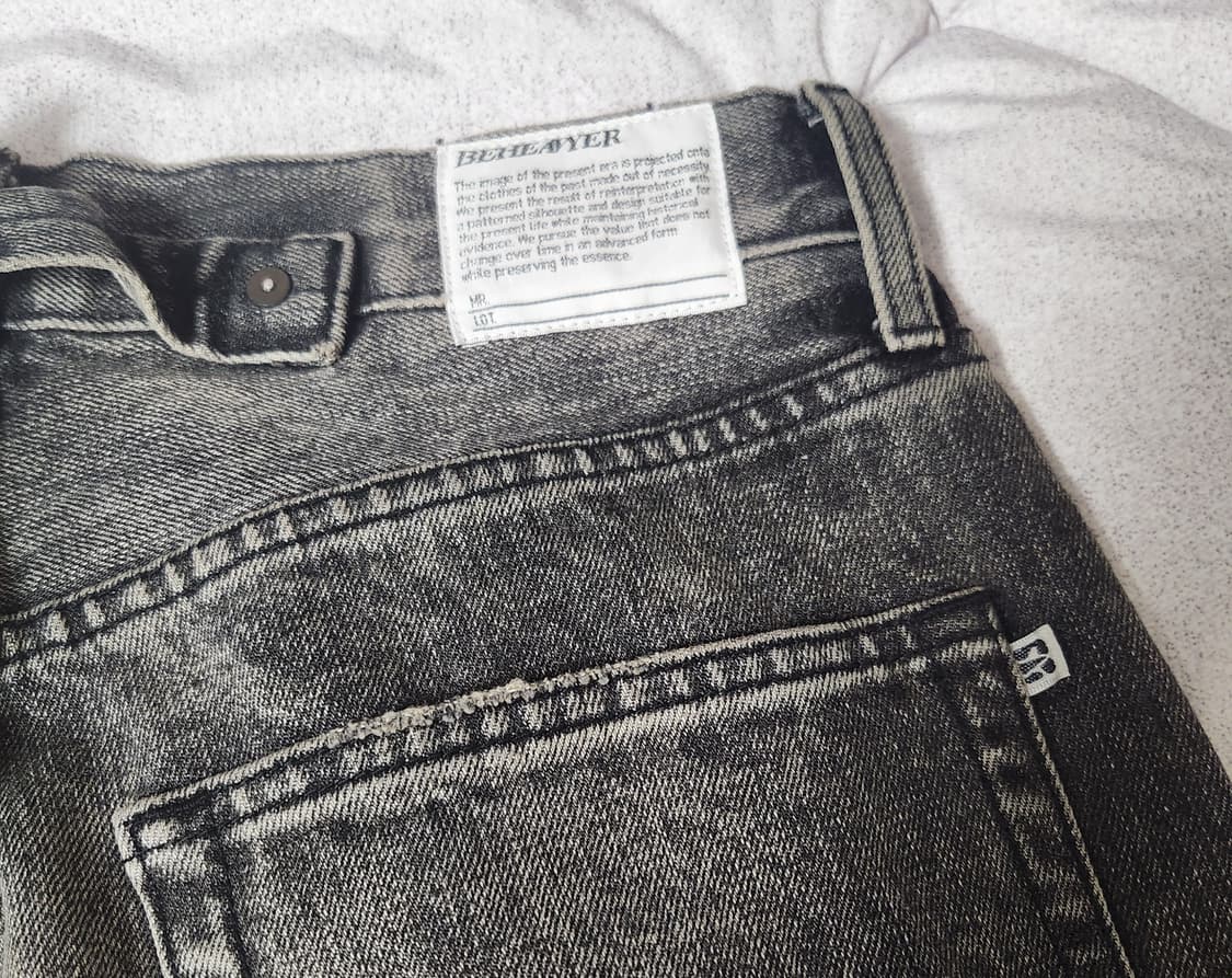 (2) 비헤비어 523L 셀비지 데님 워시드 블랙 상품이미지7