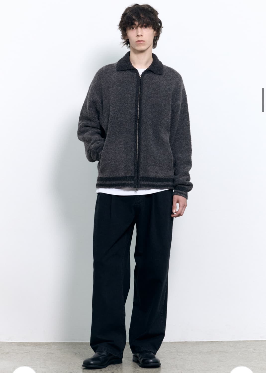 인사일런스 콘트라스트 부클 집업 카디건 CHARCOAL L사이즈 상품이미지7