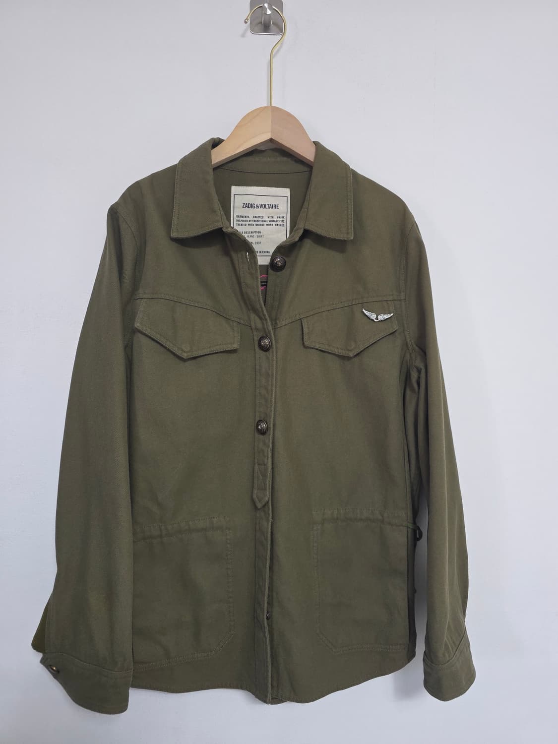 Zadig&Voltaire 자딕앤볼테르 카키 백로고 밀리터리 셔츠자켓 M 상품이미지3