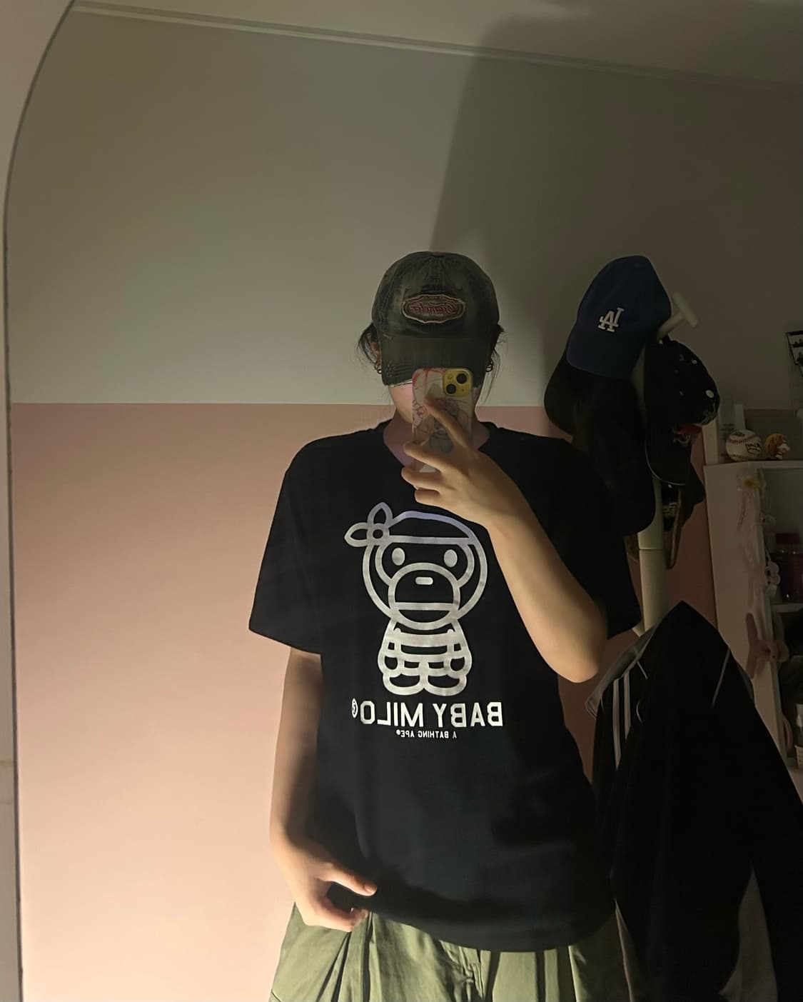 베이프 해적실루엣 베이비마일로 블랙 반팔티 상품이미지1
